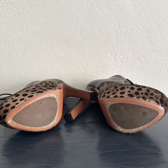 Alaïa Pony hair Oxford Stiletto Booties EU 38 Leather Leopard print Platform - Picture 9 of 11